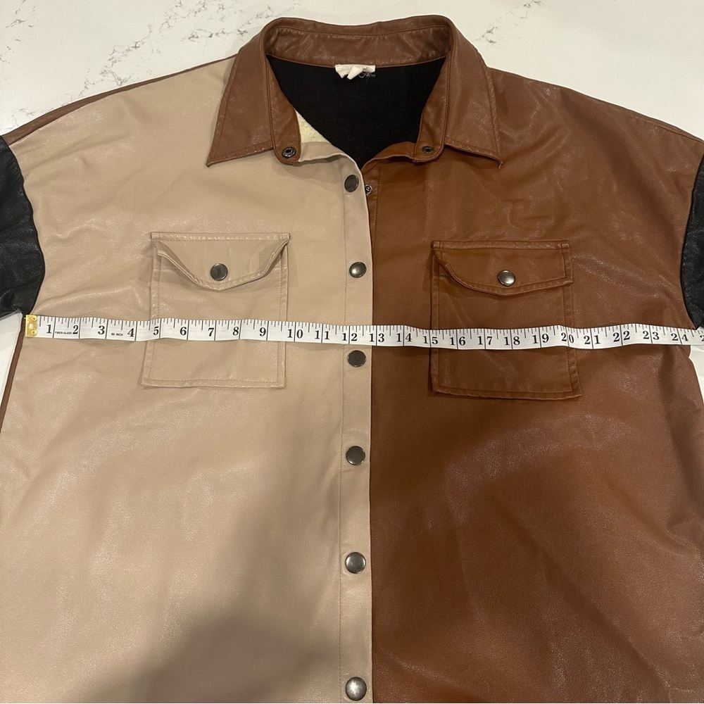 BiBi Color Block Faux Leather Shacket - Picture 13 of 13